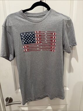 NWOT J. Crew Heather Gray Tee with Red & Navy Flag Oar Graphic- XS